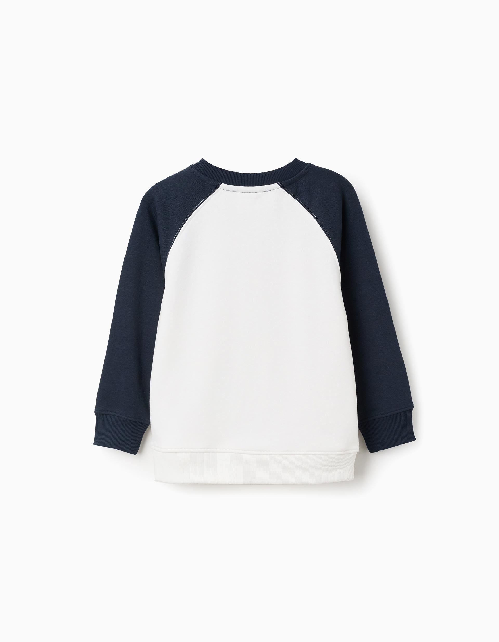 Sweat avec imprimé ZY sur la poitrine pour garçon, blanc/bleu foncé