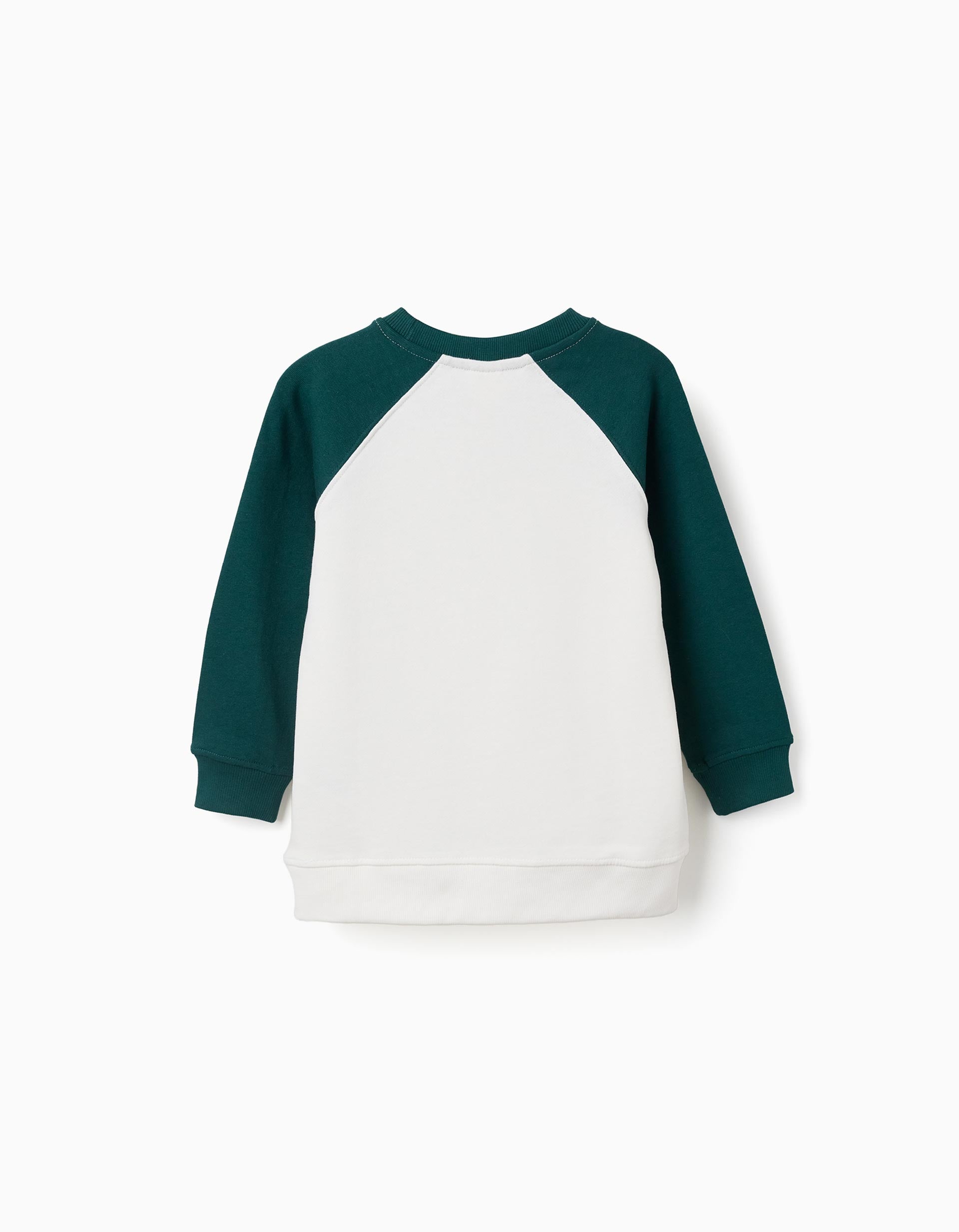 Sweat avec imprimé ZY sur la poitrine pour garçon, blanc/vert foncé