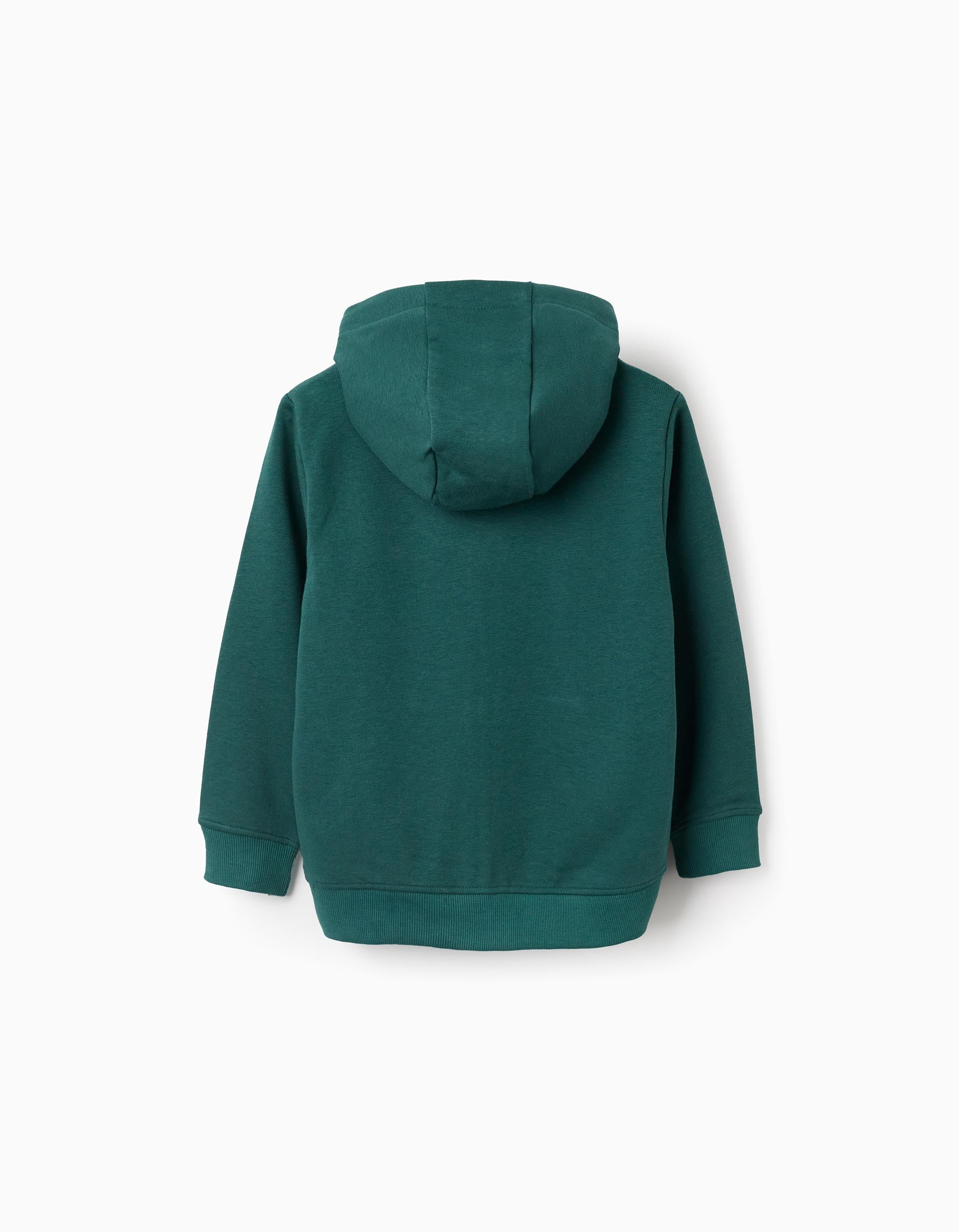Hooded jacket with ZY print for boys, dark green