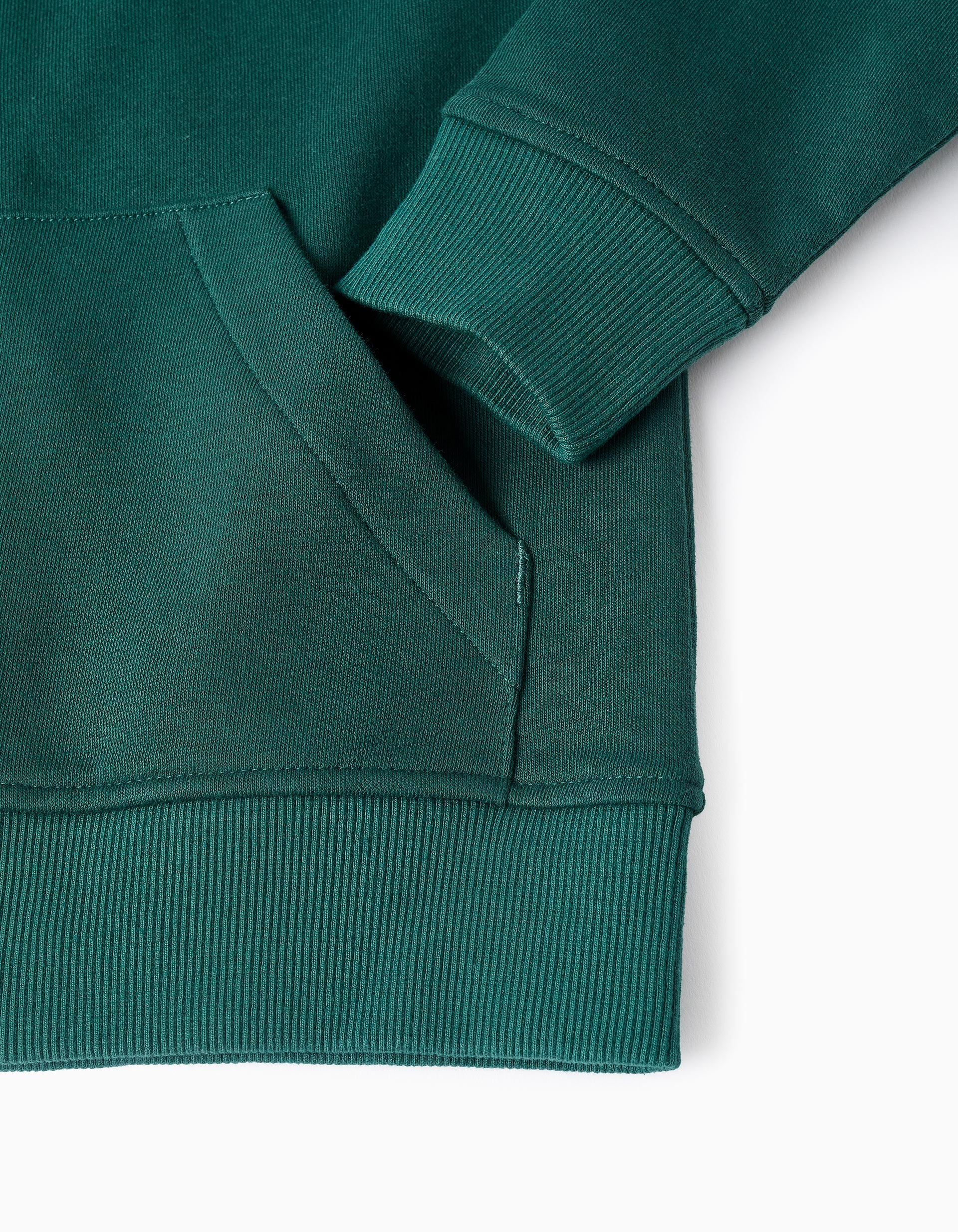 Hooded jacket with ZY print for boys, dark green