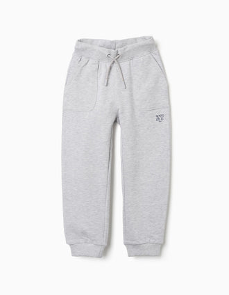 Pantalón de chándal con cordón y estampado para niño, gris claro
