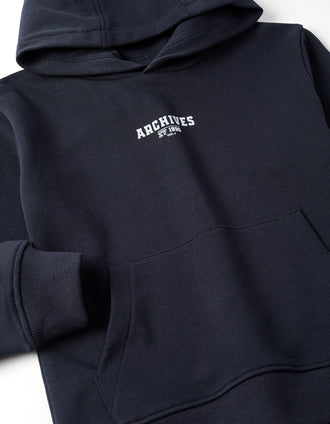 Sweat à capuche avec imprimé et poche à l'avant pour garçon, bleu foncé