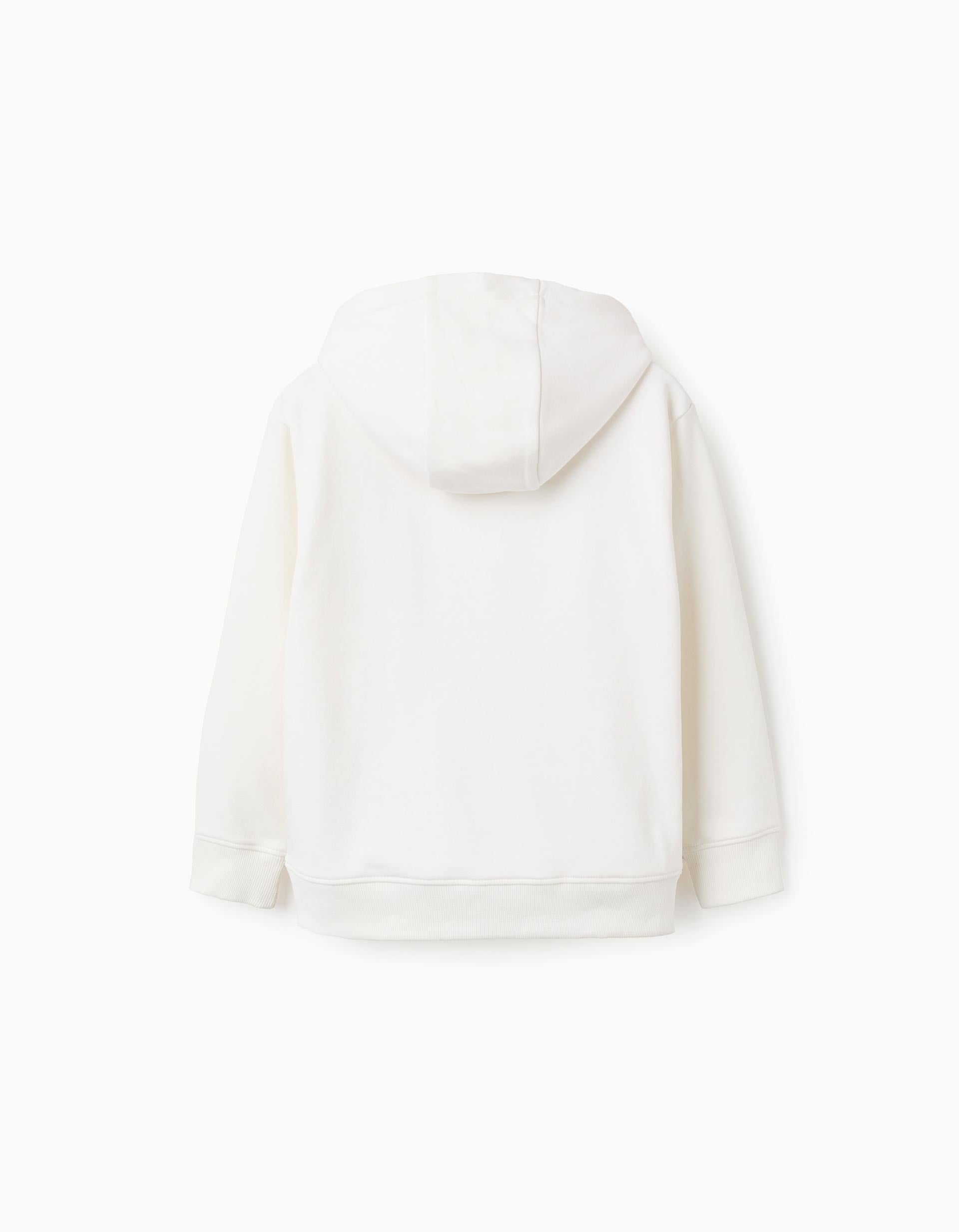 Sweat à capuche avec imprimé et poche à l'avant pour garçon, blanc