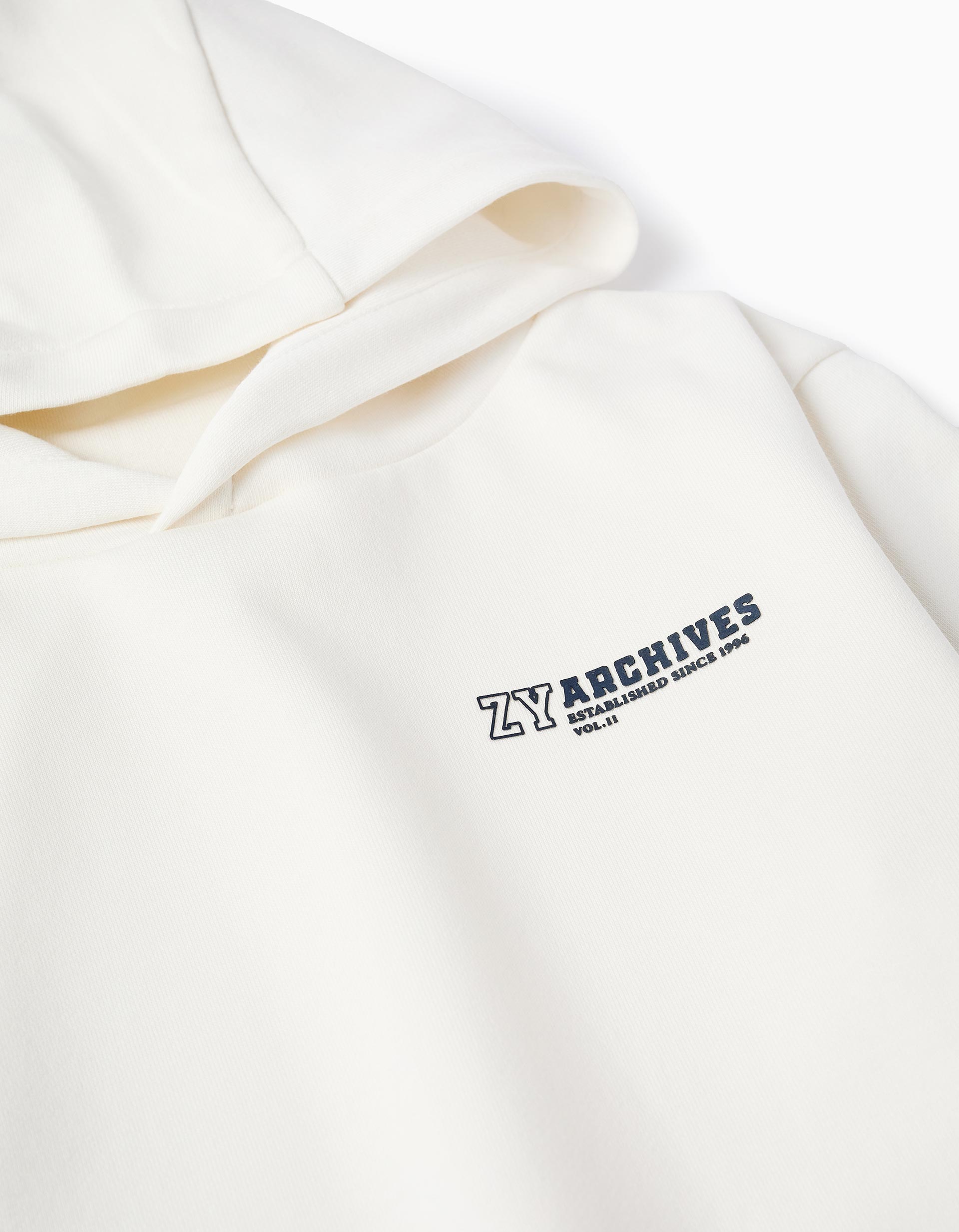 Sweat à capuche avec imprimé et poche à l'avant pour garçon, blanc