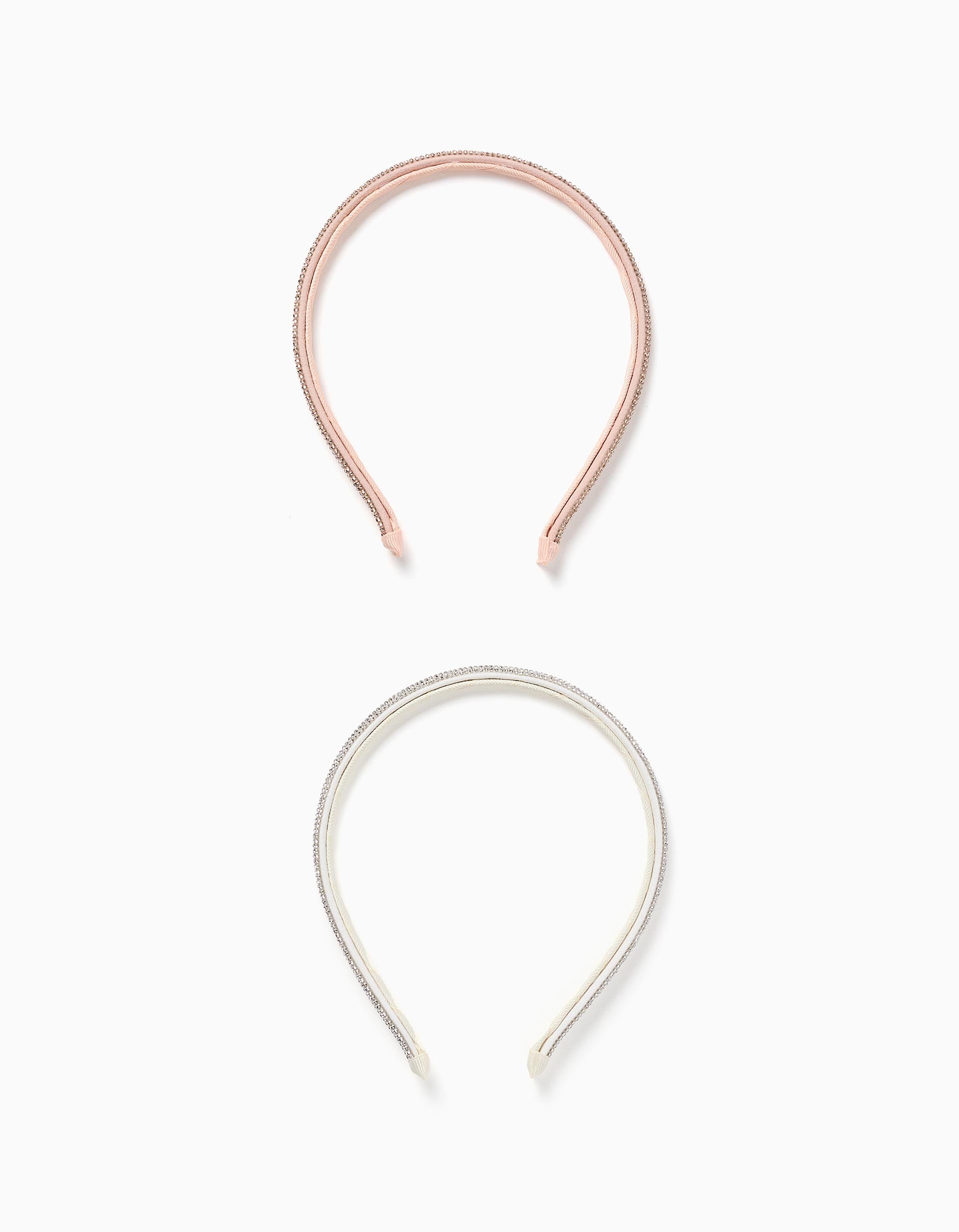 Pack of 2 Alice bands with rhinestones for girls, rose gold/silver