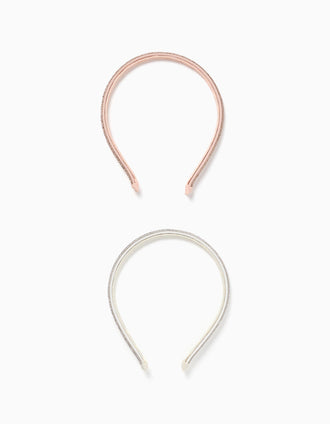 Pack de 2 diademas con pedrería para niña, oro rosa/plata