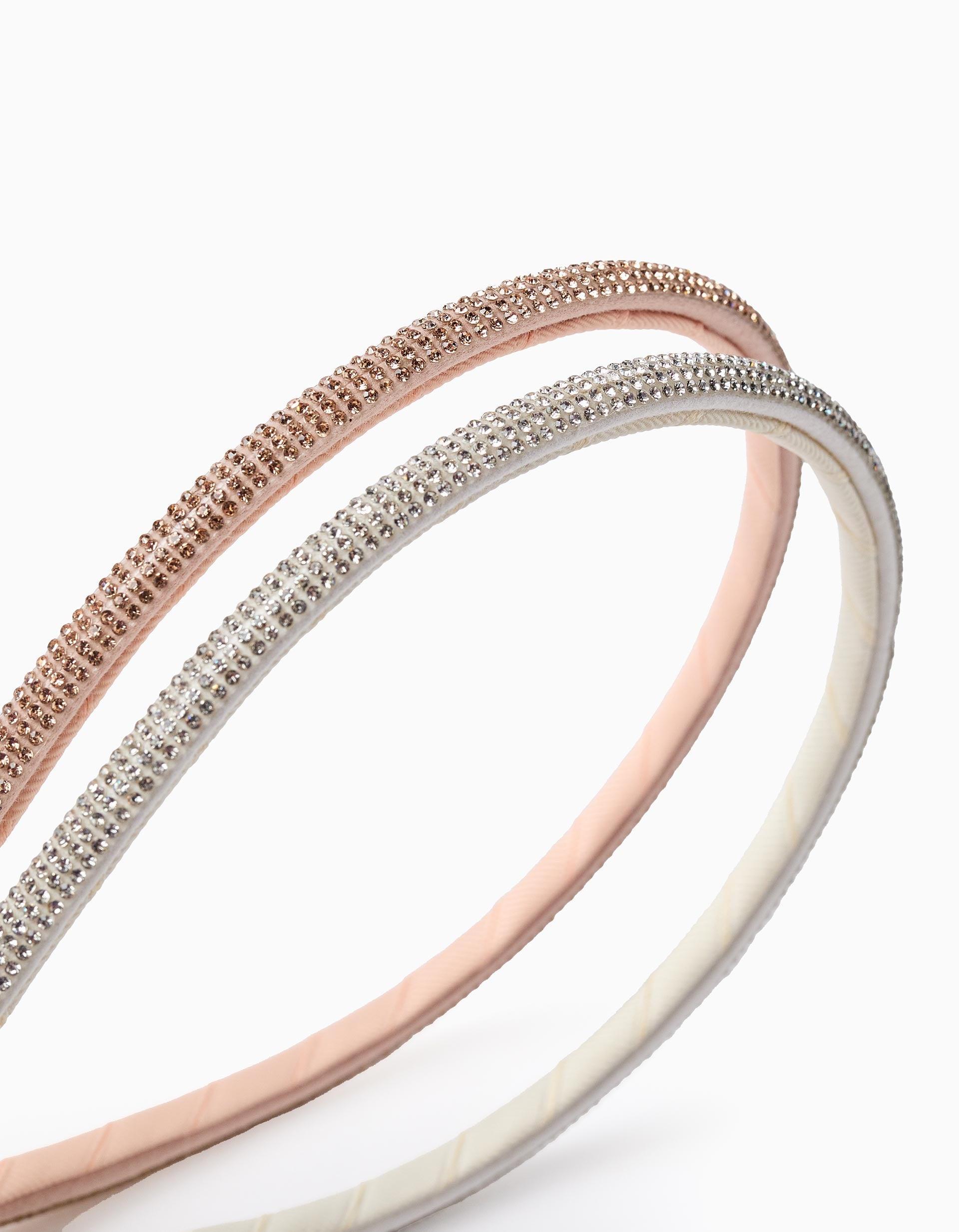 Pack of 2 Alice bands with rhinestones for girls, rose gold/silver