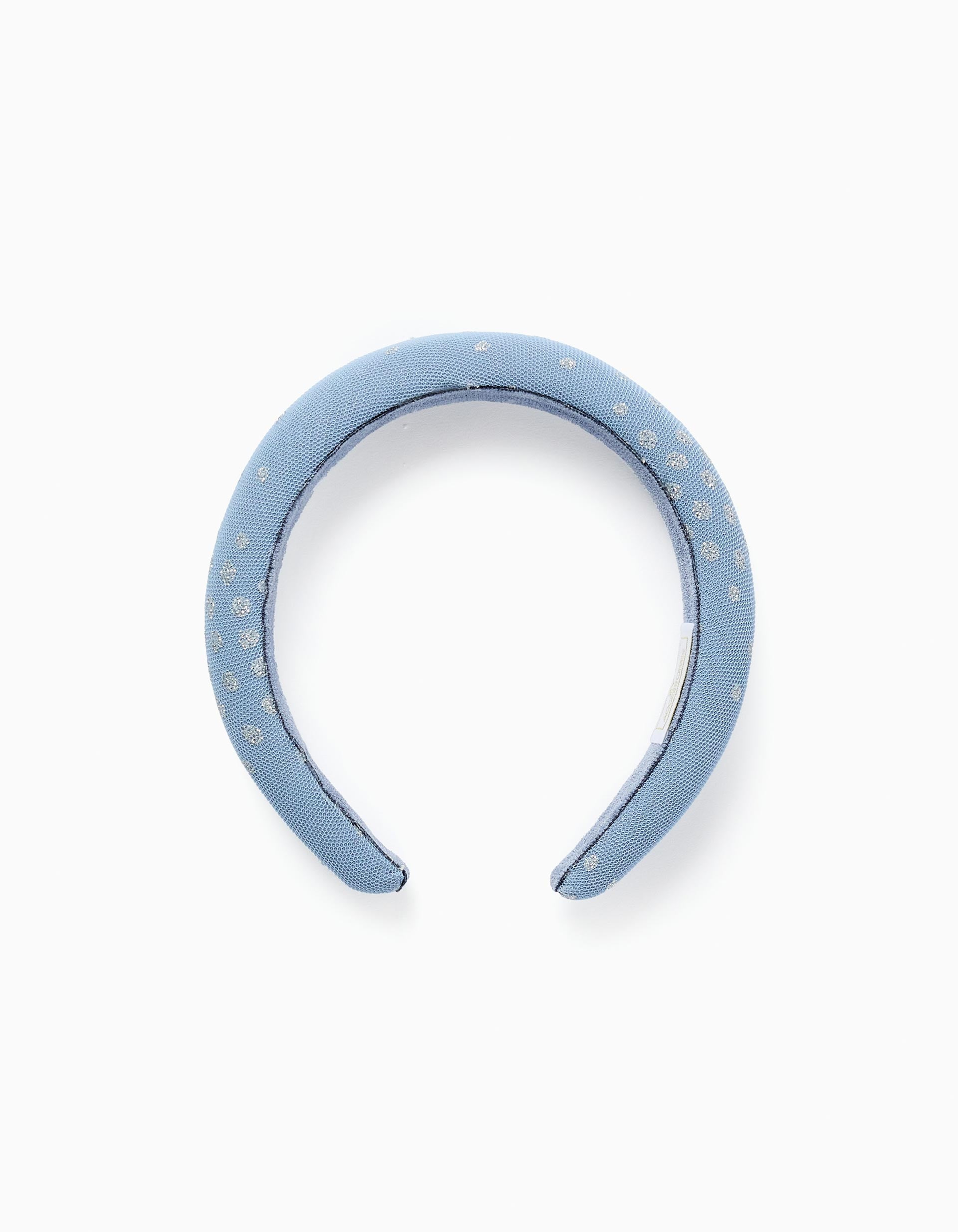 Padded Alice band in tulle with lurex for girls, light blue