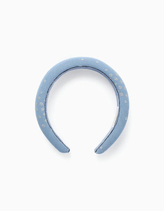 Diadema acolchada de tul con lurex para niña, azul claro
