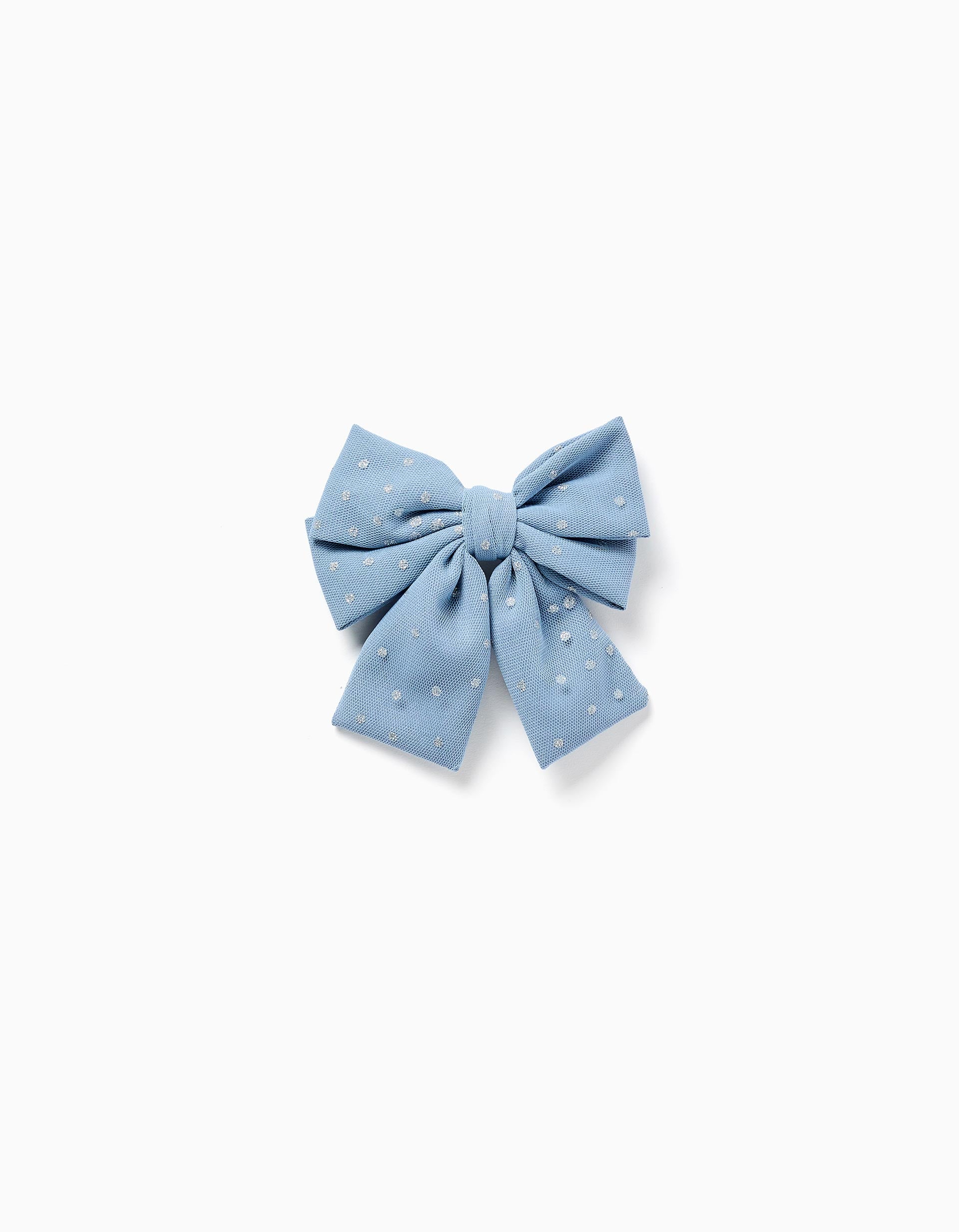 Hair slide with bow in tulle for babies and girls, light blue