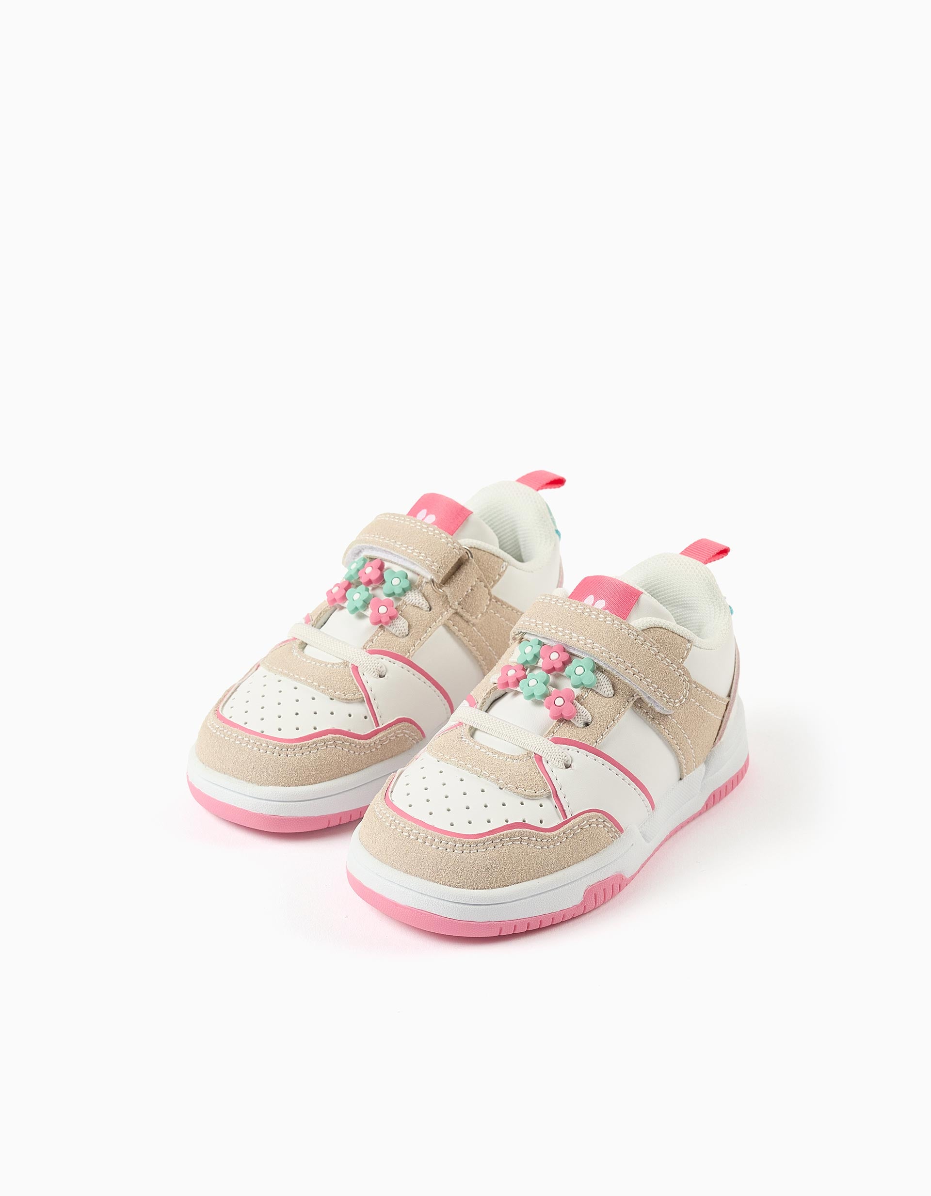 Sapatilhas com flores decorativas para bebé menina, multicolor