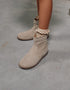 Suede ankle boots with scalloped effect for girls, beige