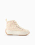 High-top trainers in canvas with floral motif for girls, white