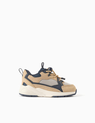 Trainers with adjustable laces Superlight Runner for baby boys, beige/blue