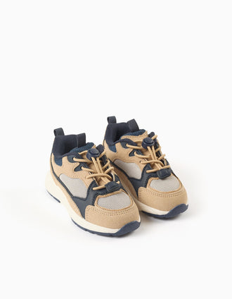 Trainers with adjustable laces Superlight Runner for baby boys, beige/blue