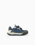 Trainers with adjustable laces Superlight Runner for boys, blue/white/green