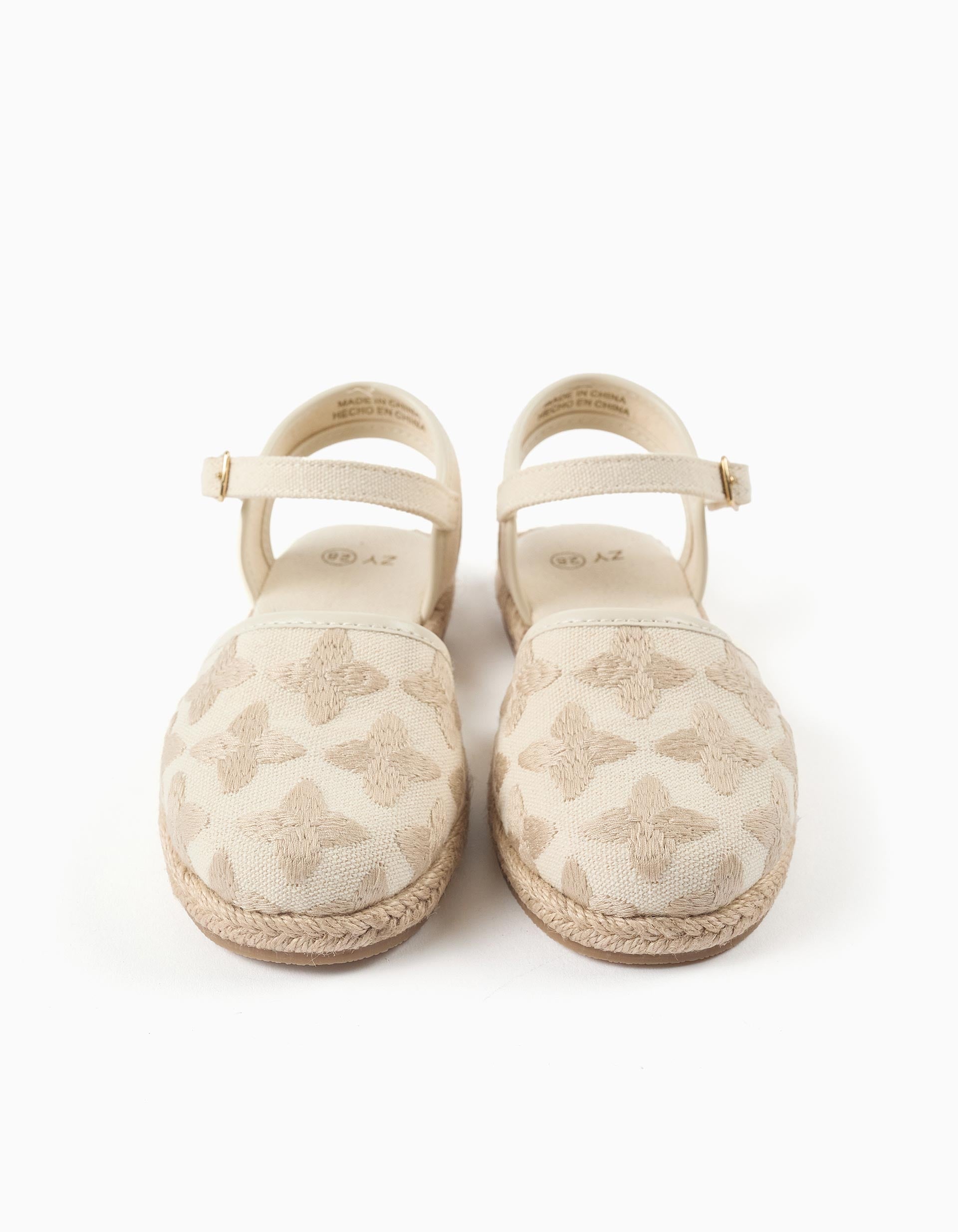 Espadrilles en toile avec bride à boucle pour fille, beige clair