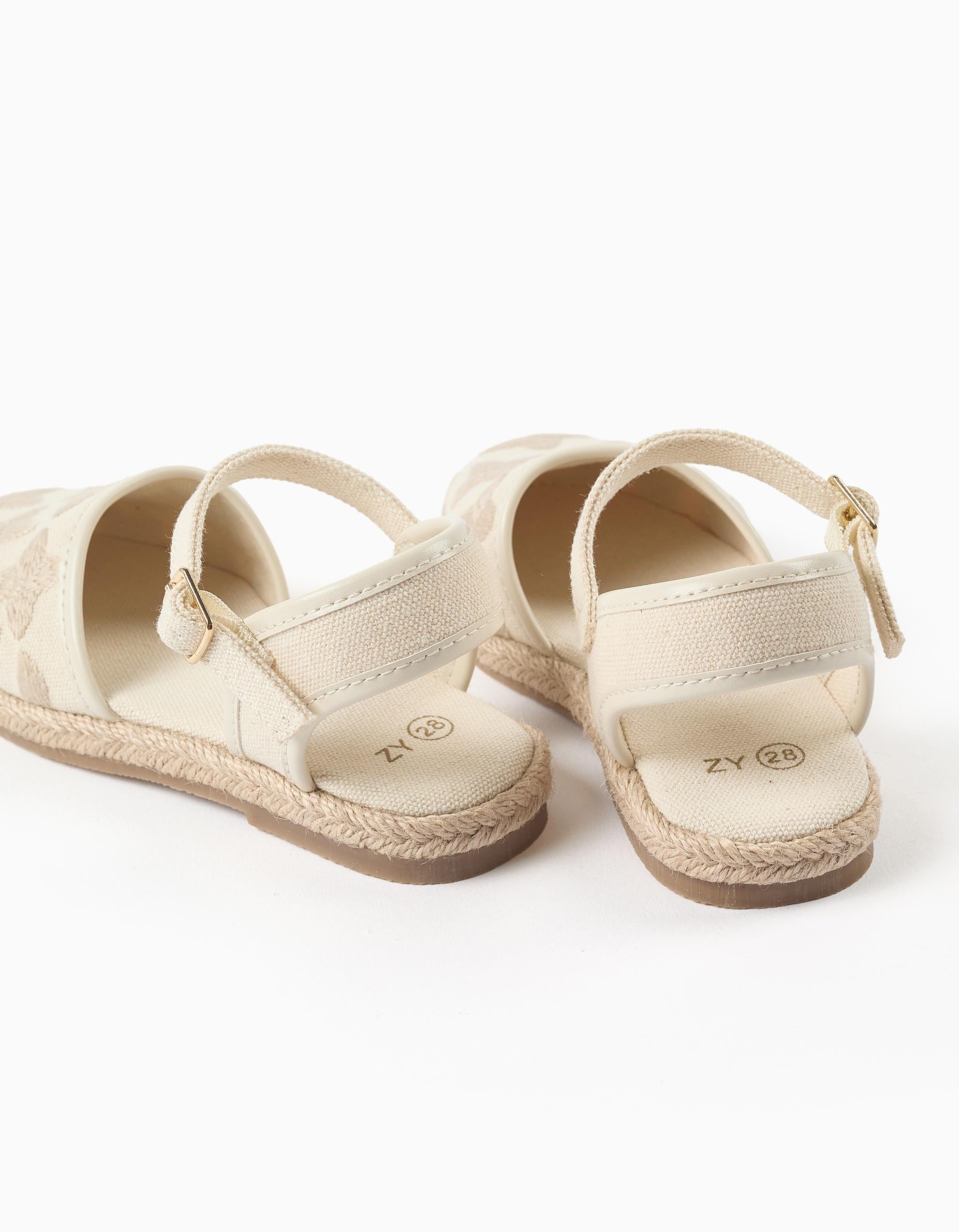 Espadrilles en toile avec bride à boucle pour fille, beige clair