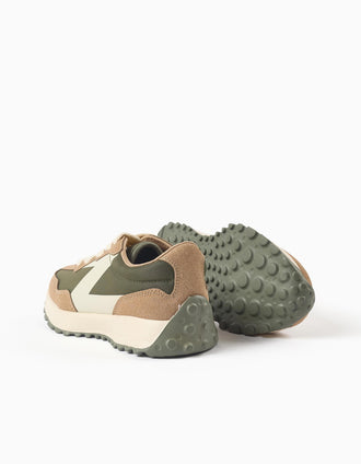 Baskets bi-matière à lacets Superlight Runner pour garçon, vert/beige