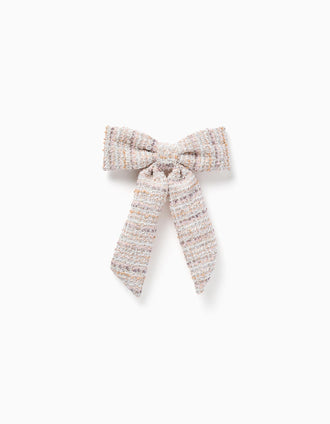 Pasador para el pelo con lazo de tweed para bebé y niña, rosa