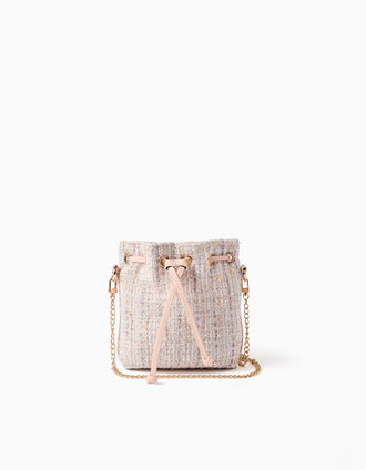 Bolso cubo de tweed para niña, rosa