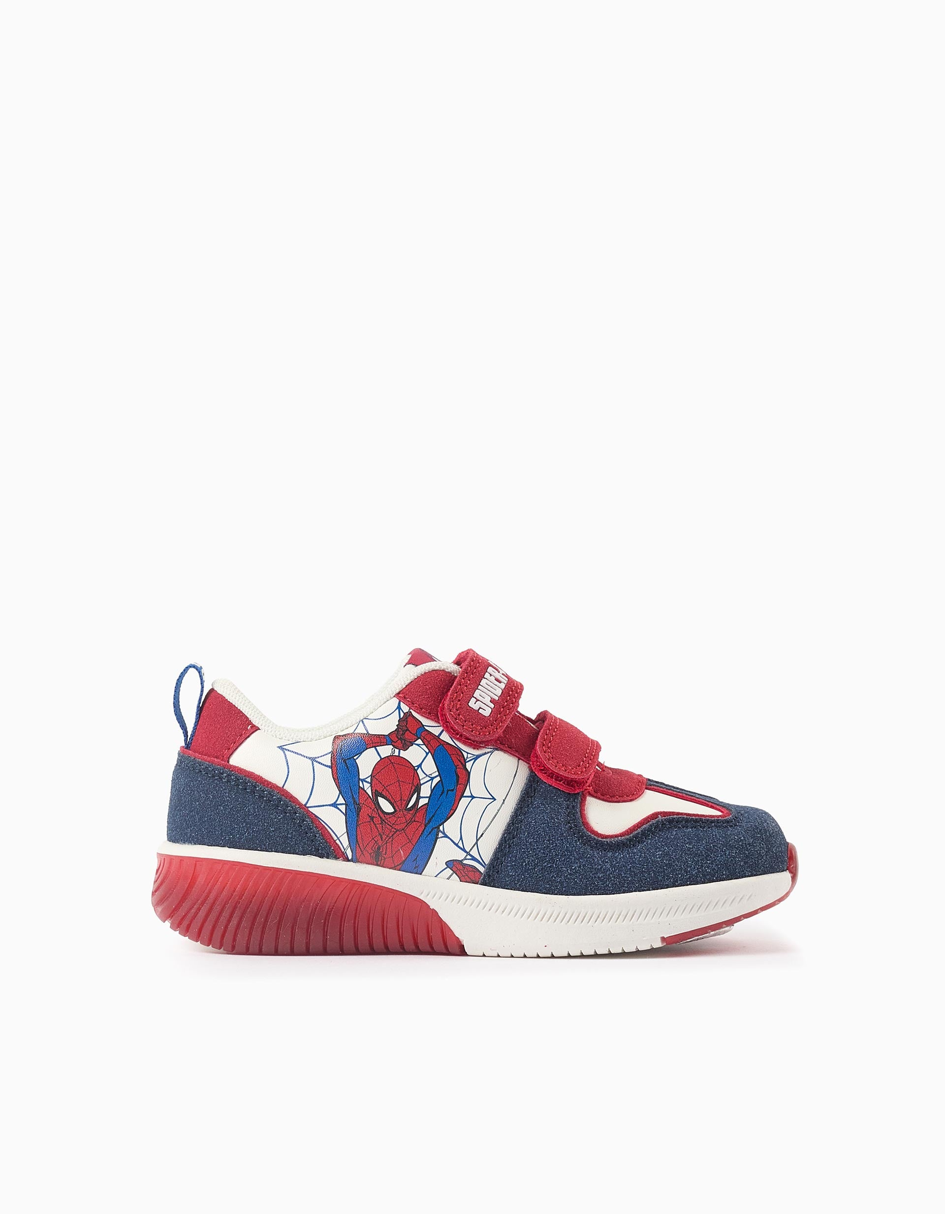 Light-up combined trainers with Spider-Man for boys, white/red/blue
