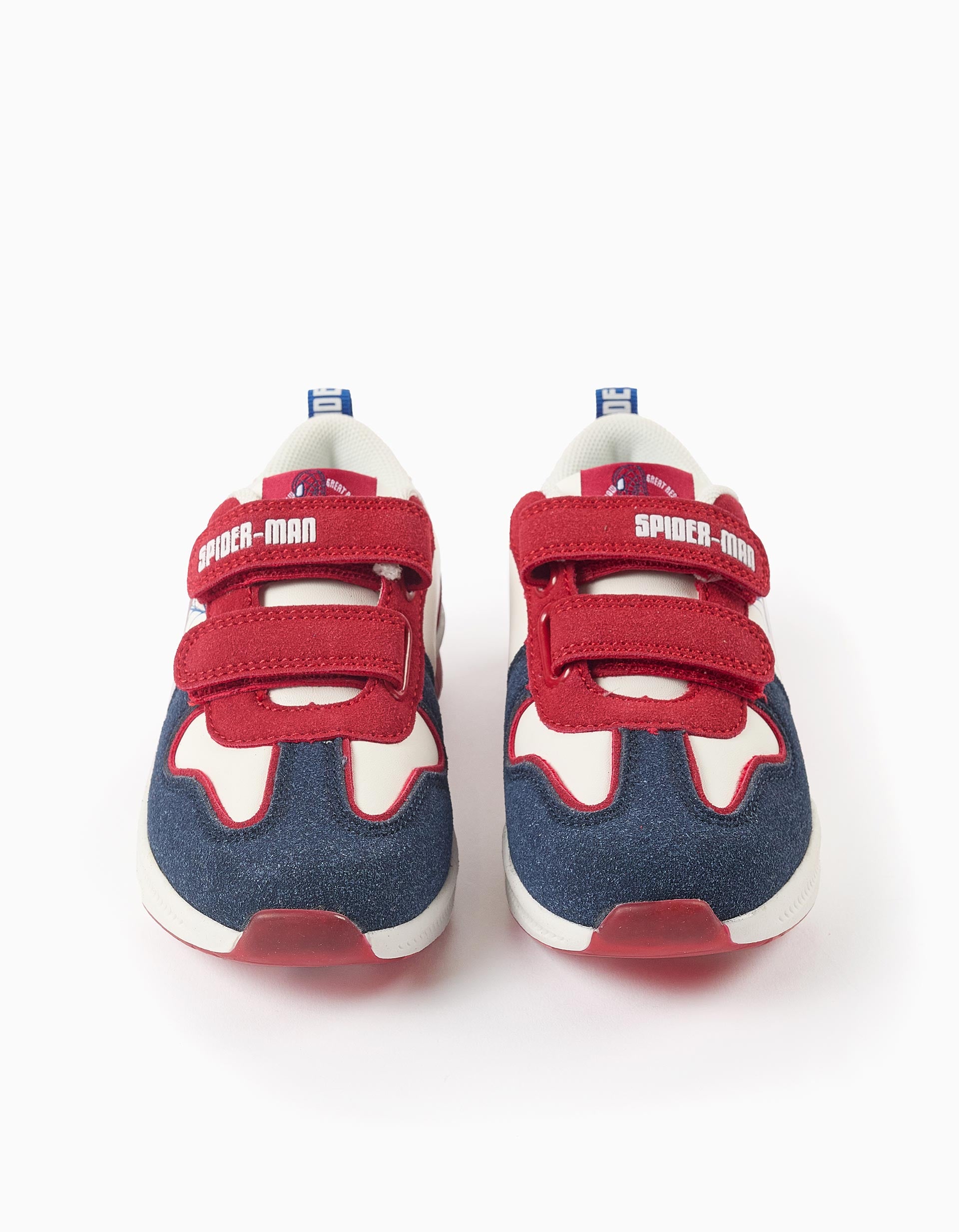 Light-up combined trainers with Spider-Man for boys, white/red/blue