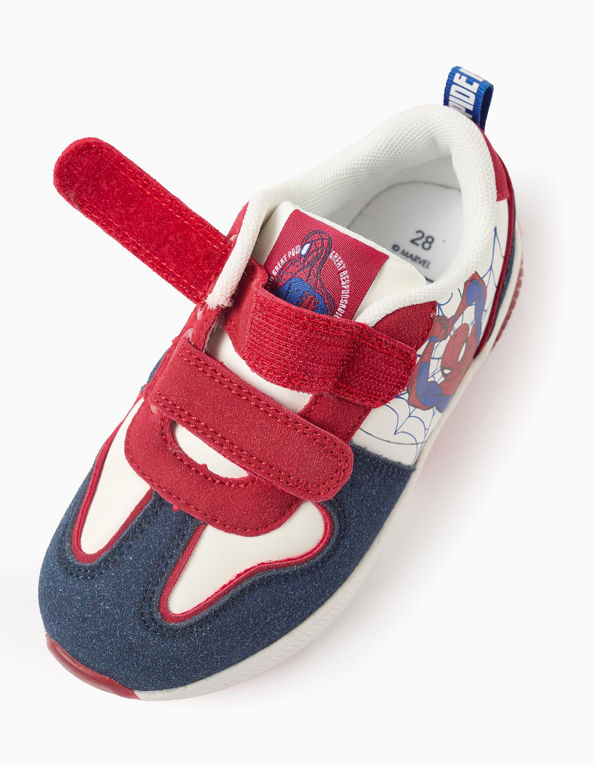Light-up combined trainers with Spider-Man for boys, white/red/blue