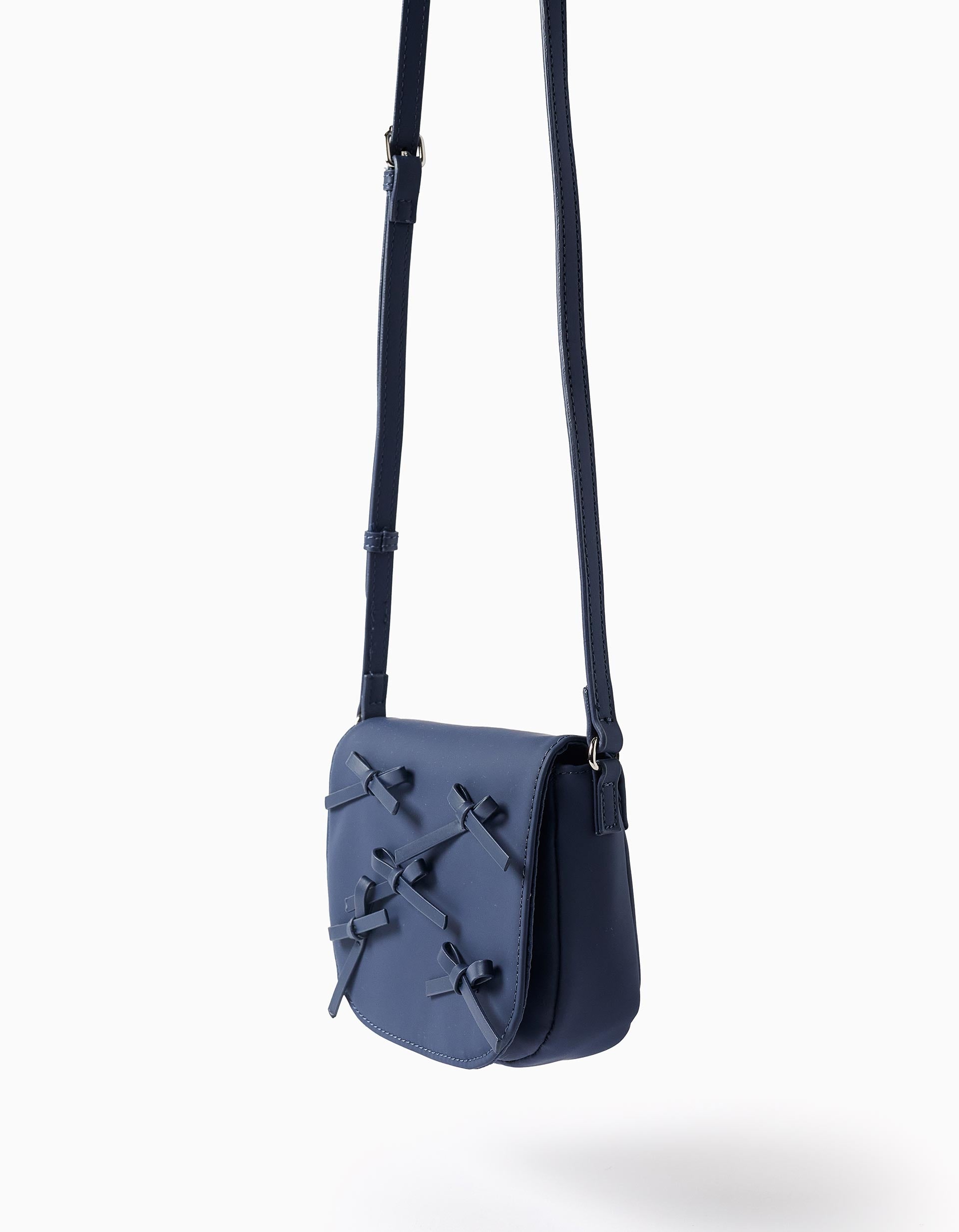 Mala a tiracolo com aplique de laços para menina, azul-escuro