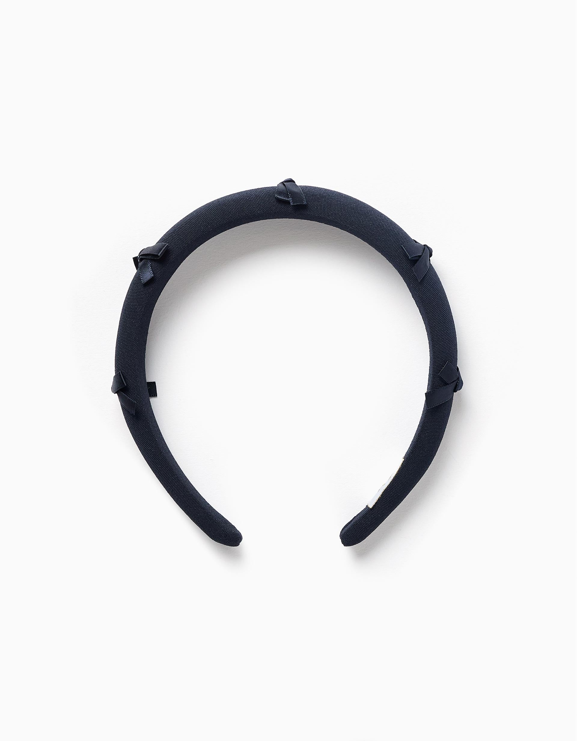 Serre-tête rembourré avec nœuds appliqués pour fille, bleu foncé