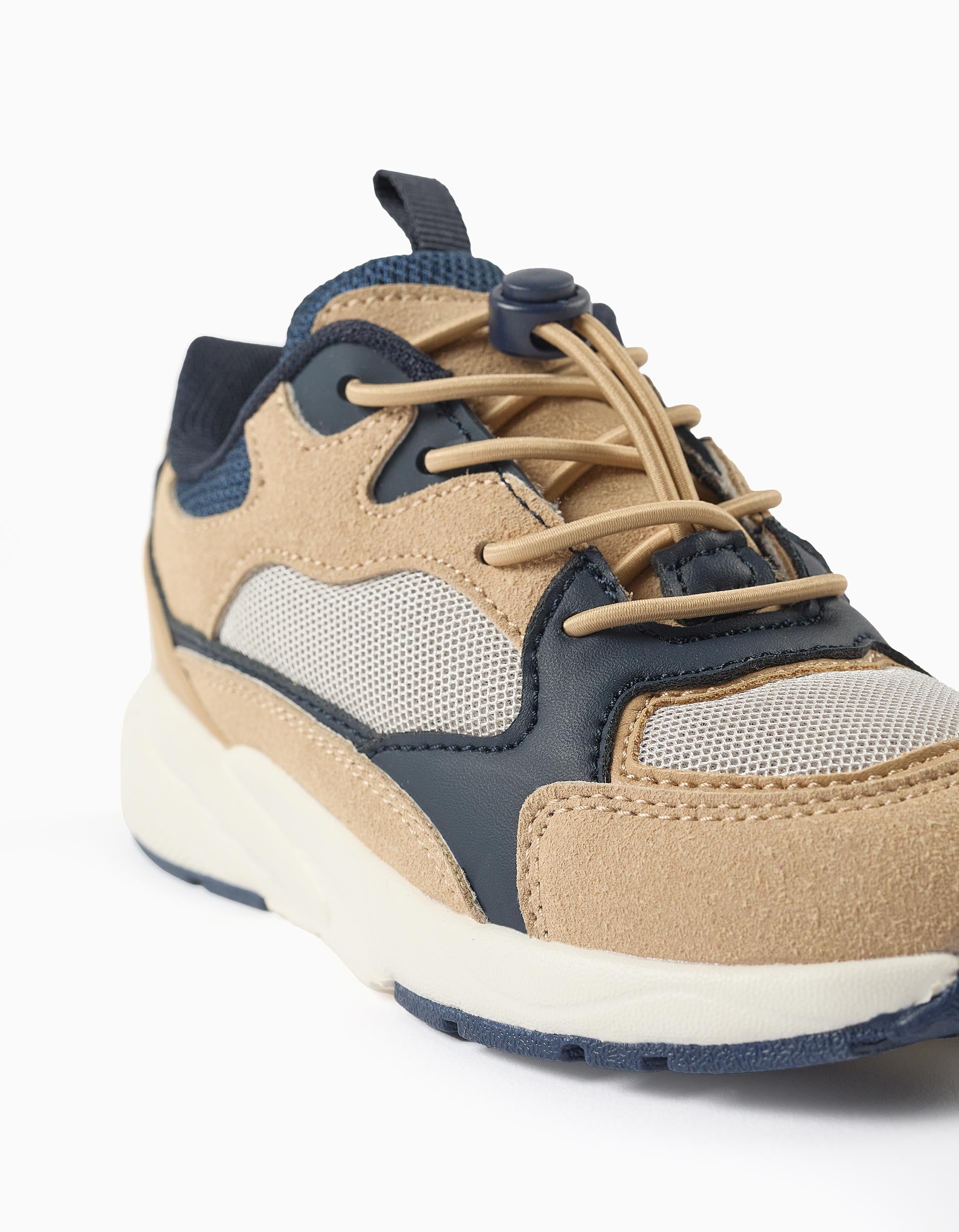 Trainers with adjustable laces Superlight Runner for boys, beige/blue