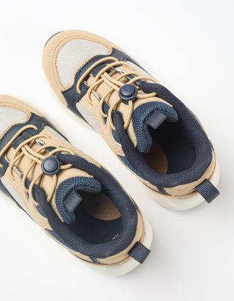 Baskets à lacets réglables Superlight Runner pour garçon, beige/bleu