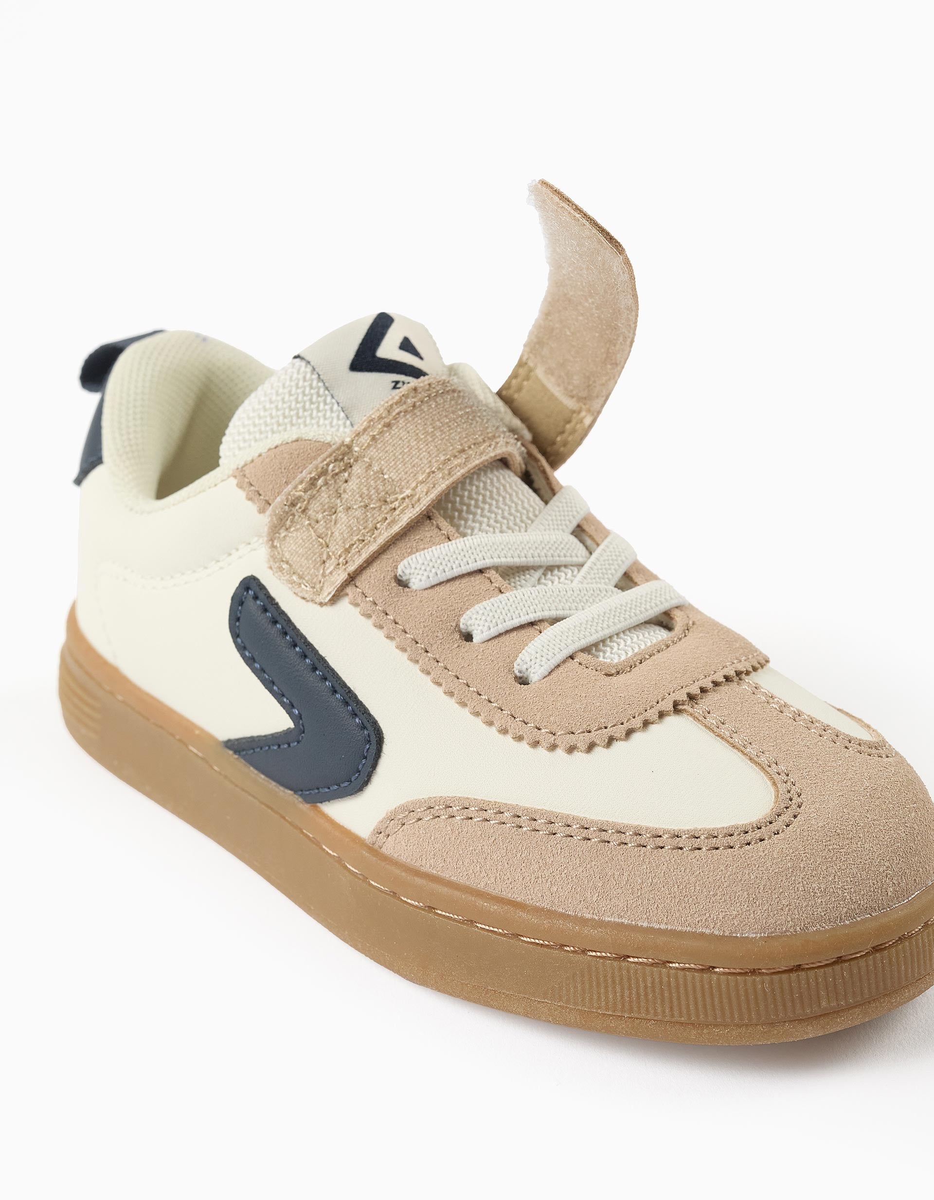 Dual-fabric trainers ZY Move for boys, white/beige/blue