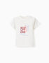 Cotton T-shirt with Sculpture front print for baby boys, white