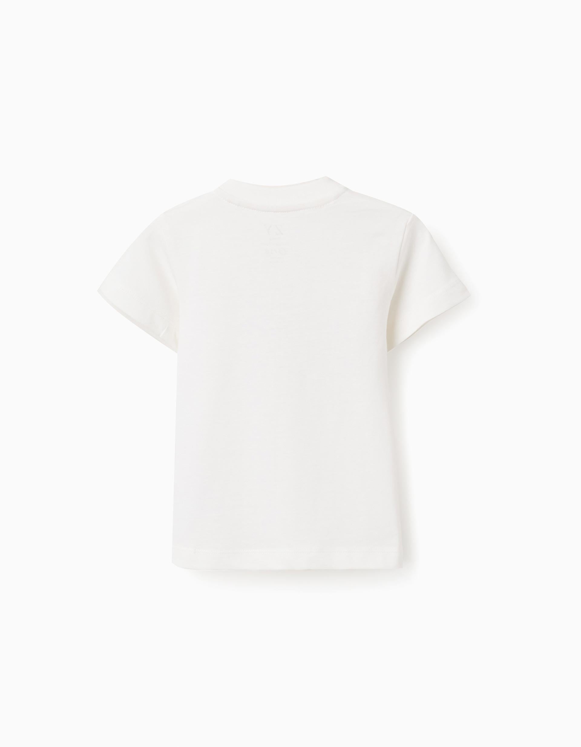 Cotton T-shirt with Sculpture front print for baby boys, white