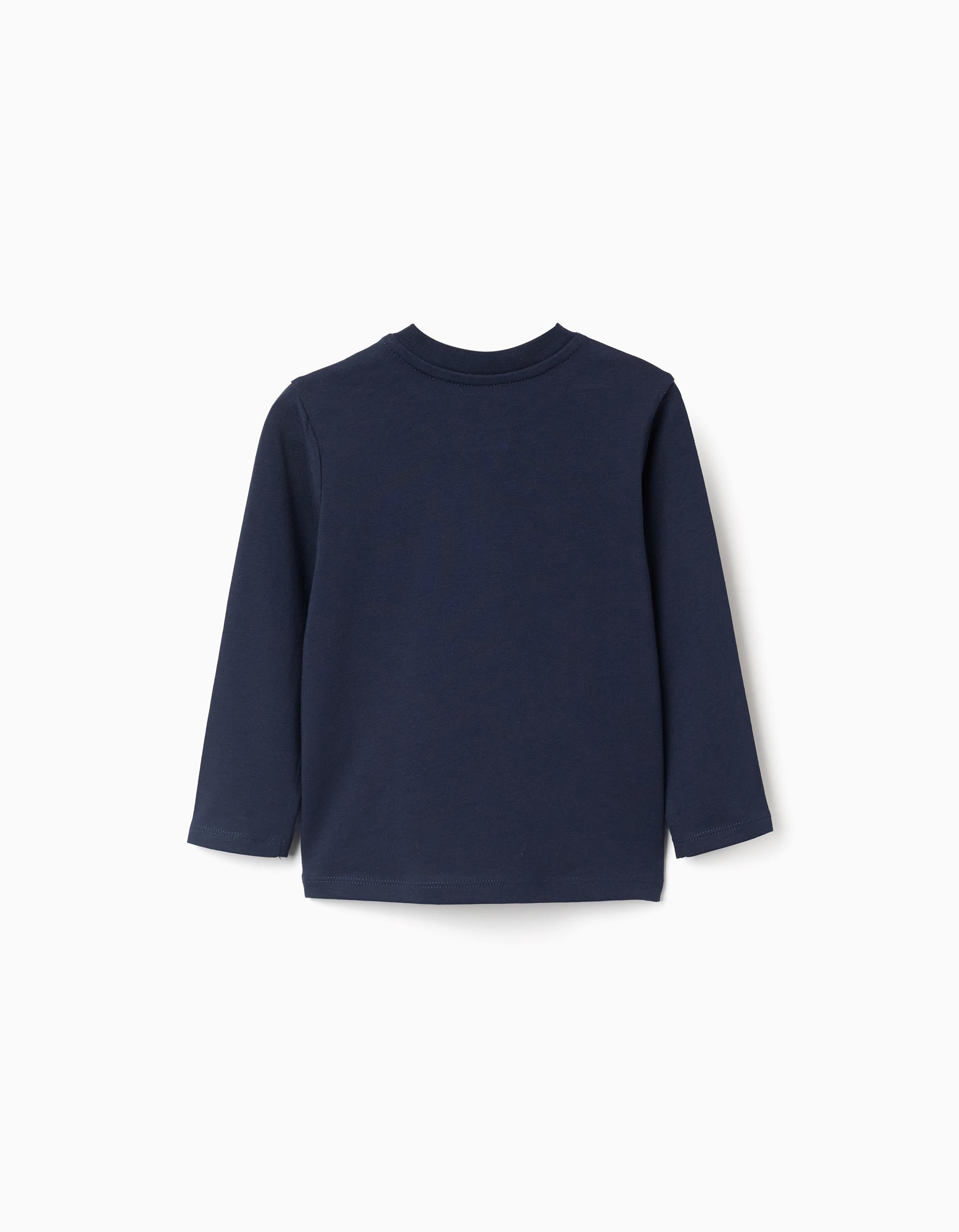 2 T-shirts à manches longues avec imprimés pour bébé garçon, jaune/bleu