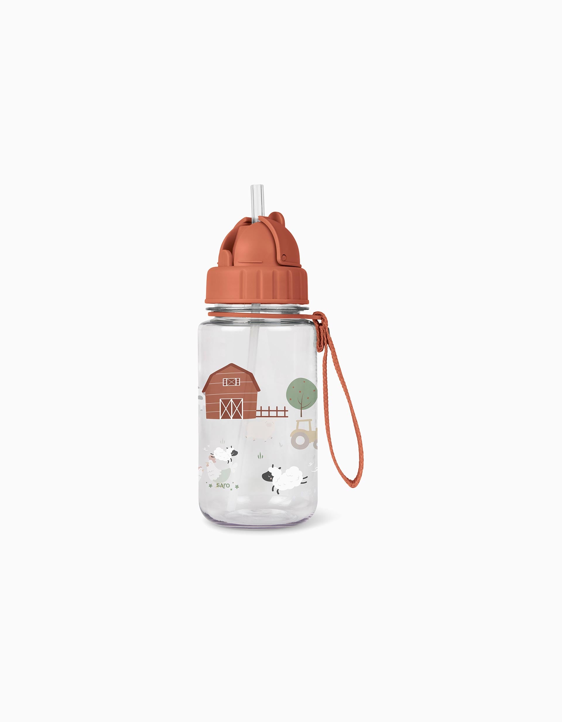 Bottle with Straw and Handle Saro 'Funny Farm' 450 ml