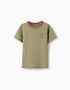 T-shirt en coton avec broderie Cactus Garden pour garçon, vert foncé