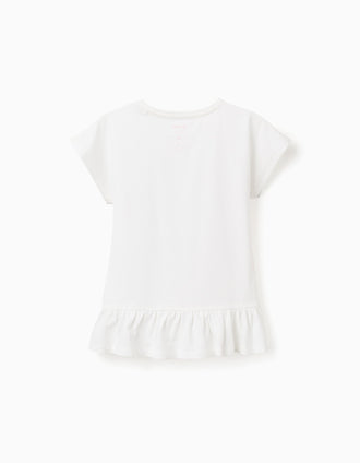 Cotton T-shirt with Stitch and Angel print for girls, white