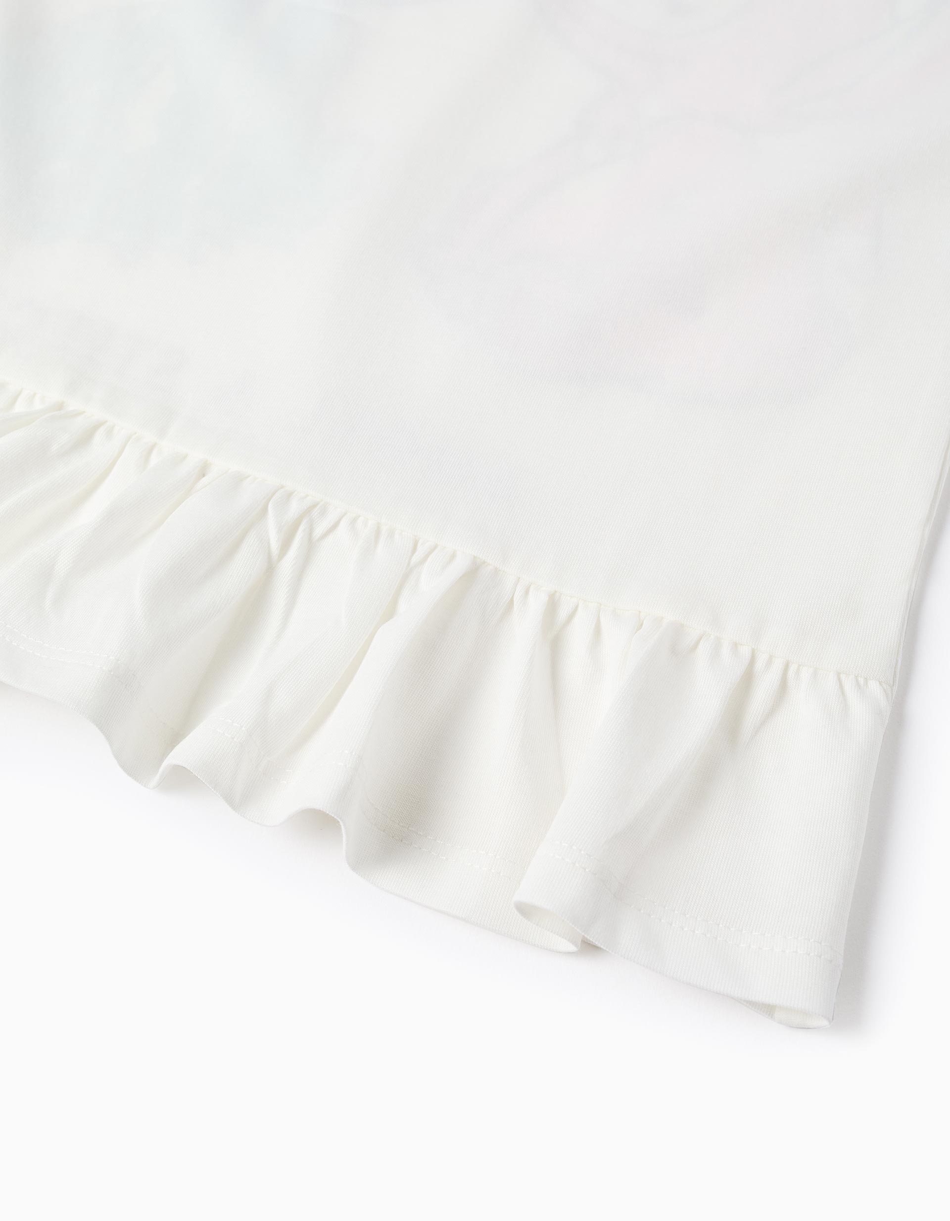 T-shirt de algodão com estampado Stitch e Angel para menina, branco