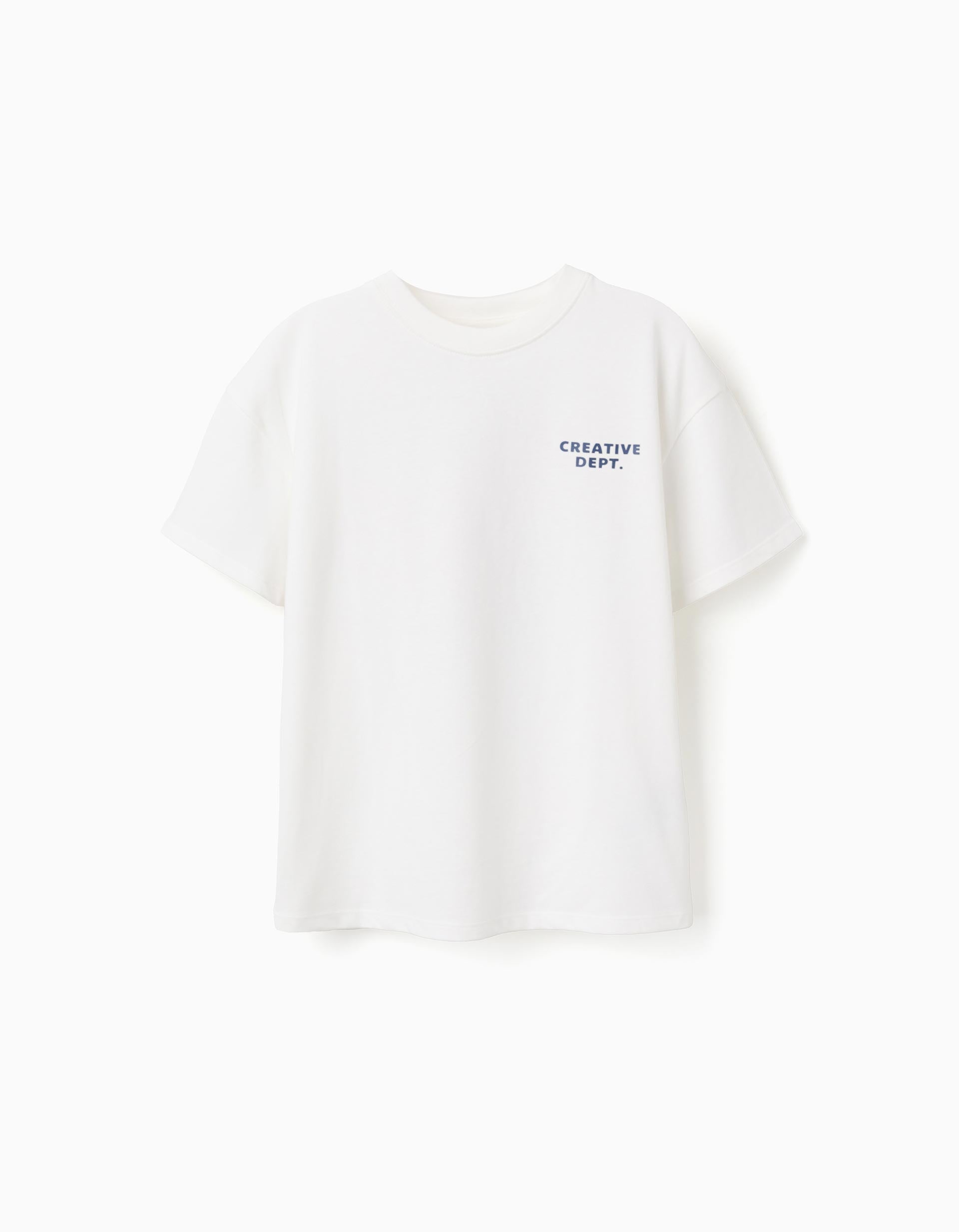 Camiseta de algodón con estampados Creativity para niño, blanco