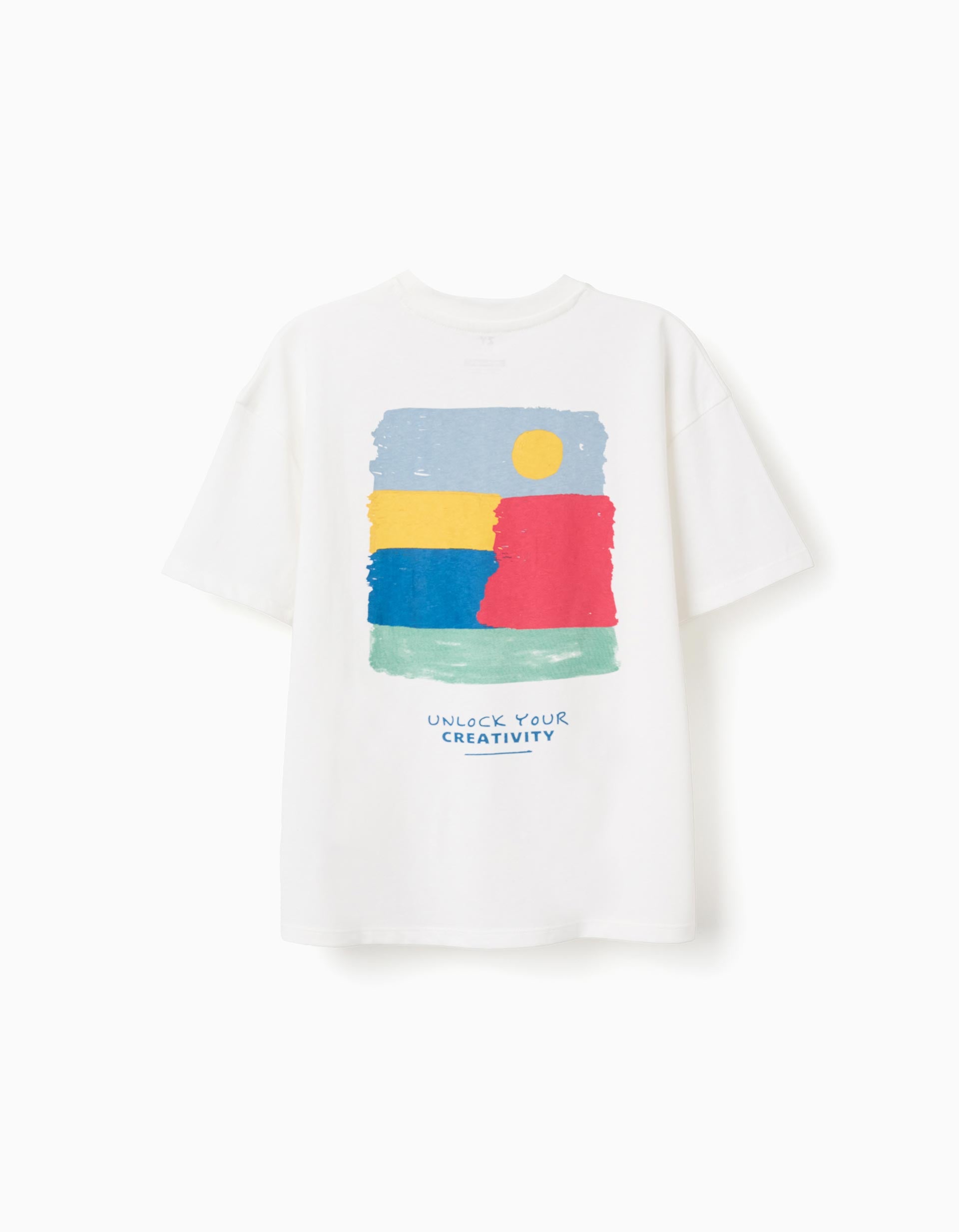 Camiseta de algodón con estampados Creativity para niño, blanco