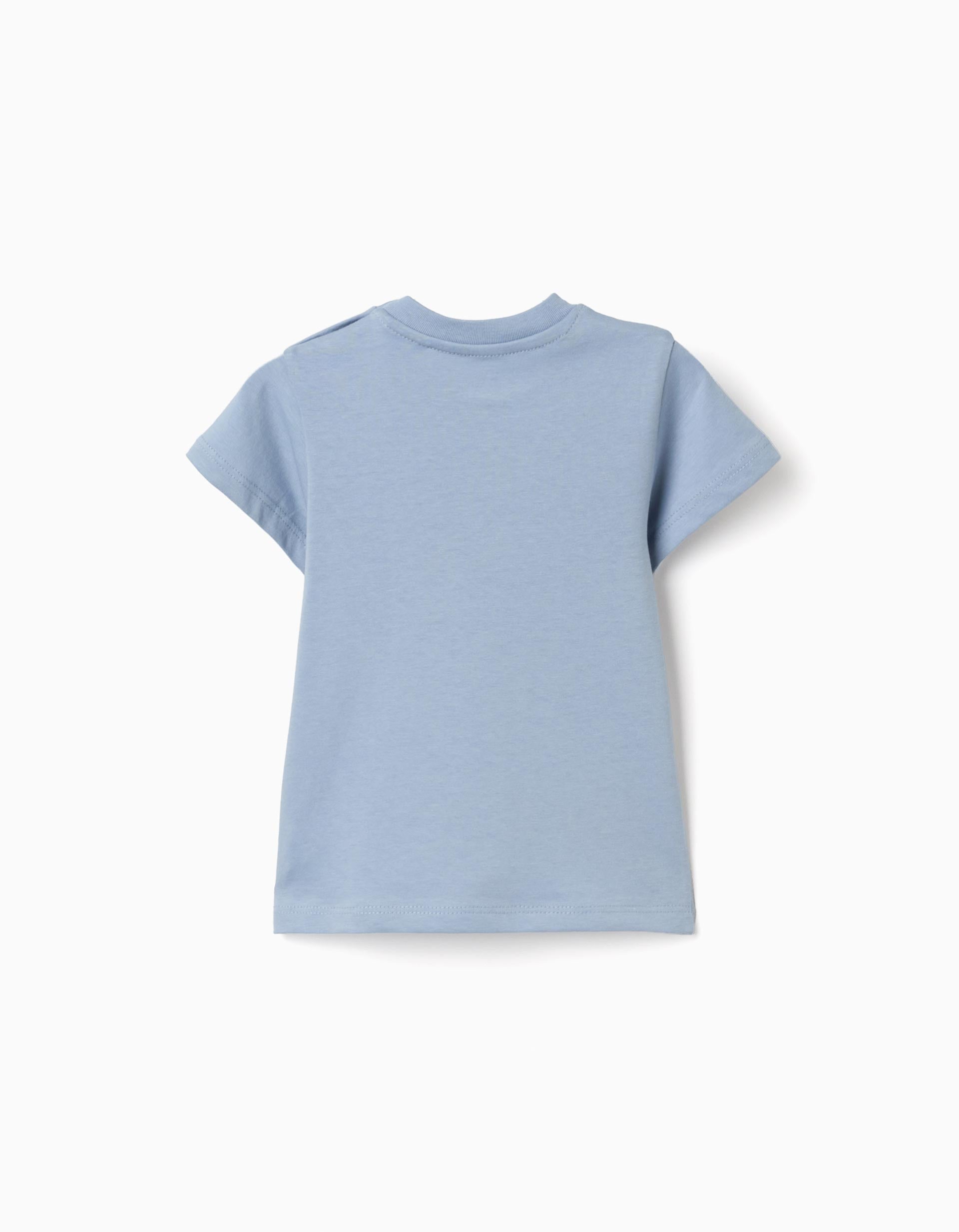 T-shirt de algodão com estampado Stroky para bebé menino, azul