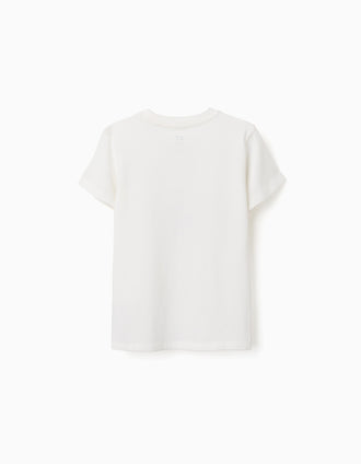 Cotton T-shirt with Art Thinker front print for boys, white