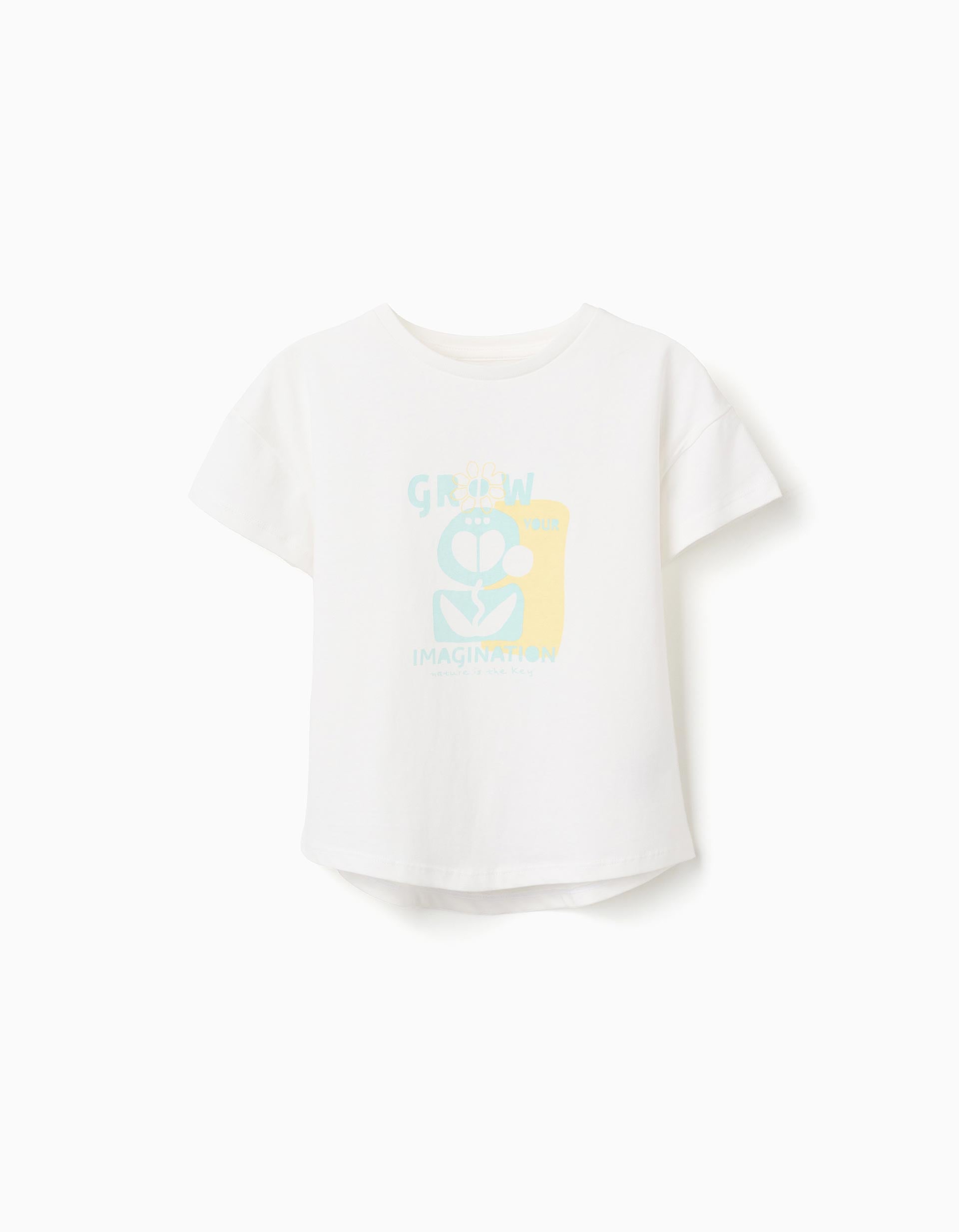 T-shirt en coton avec imprimé Imagination pour fille, blanc