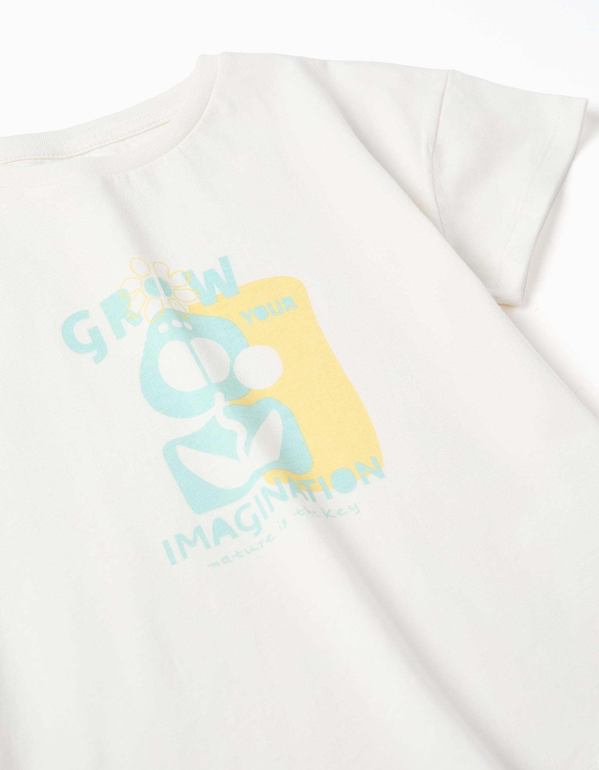 T-shirt en coton avec imprimé Imagination pour fille, blanc