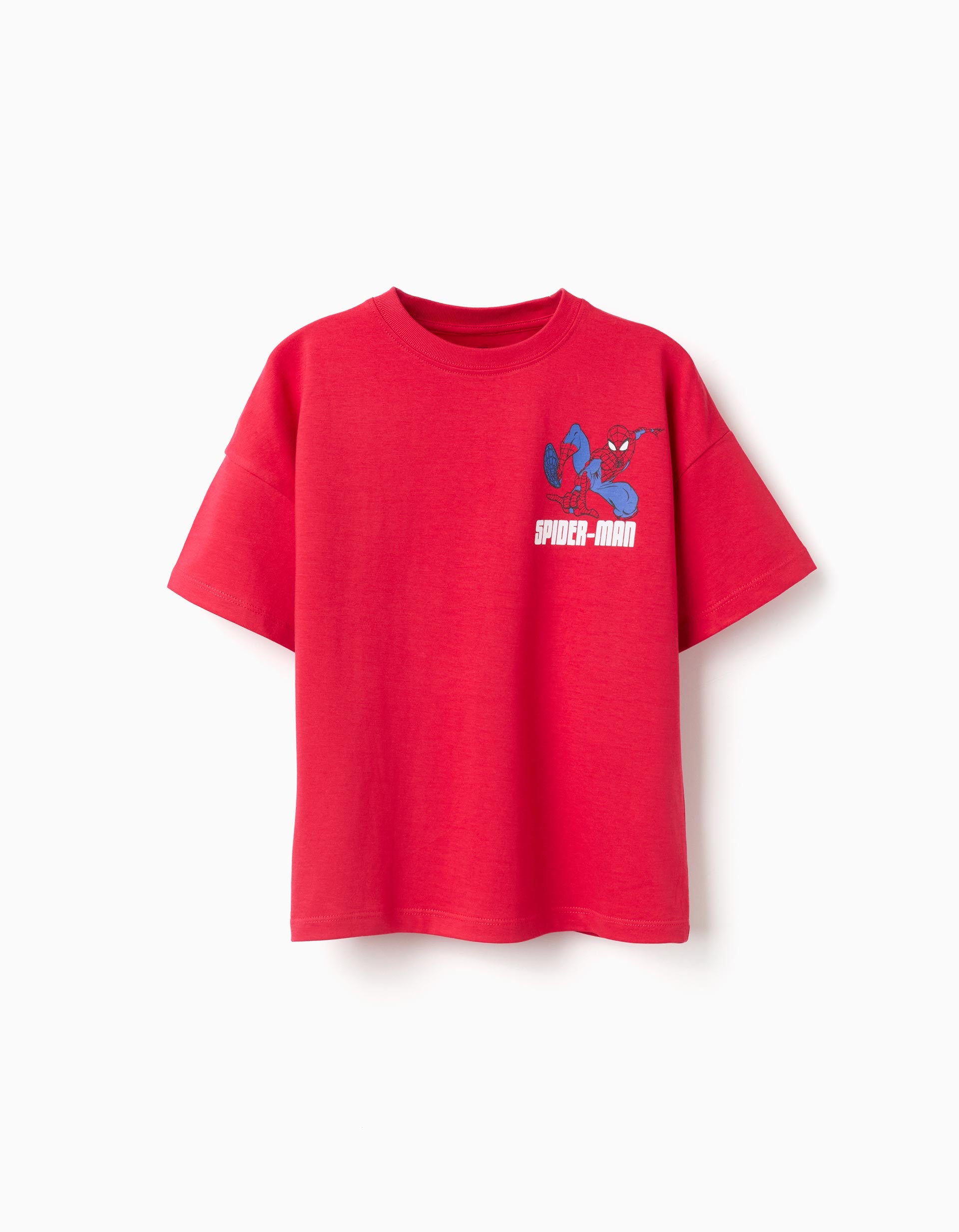 T-shirt en coton avec imprimés Spider-Man pour garçon, rouge