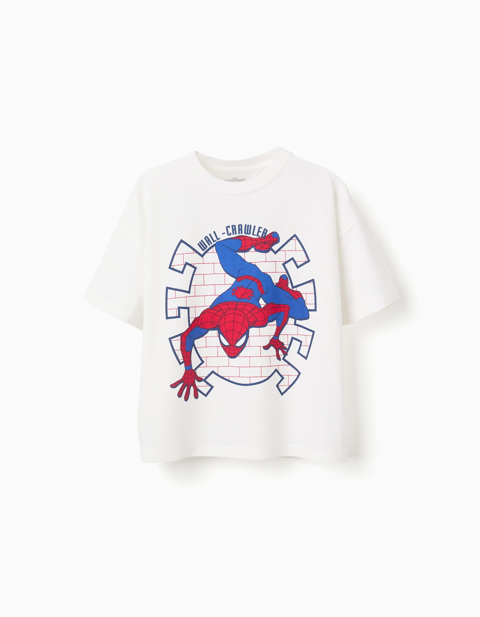 T-shirt en coton avec imprimé Spider-Man à l'avant pour garçon, blanc