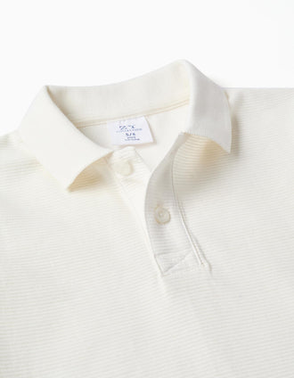 Cotton ribbed polo shirt for boys, white