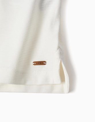 Cotton ribbed polo shirt for boys, white
